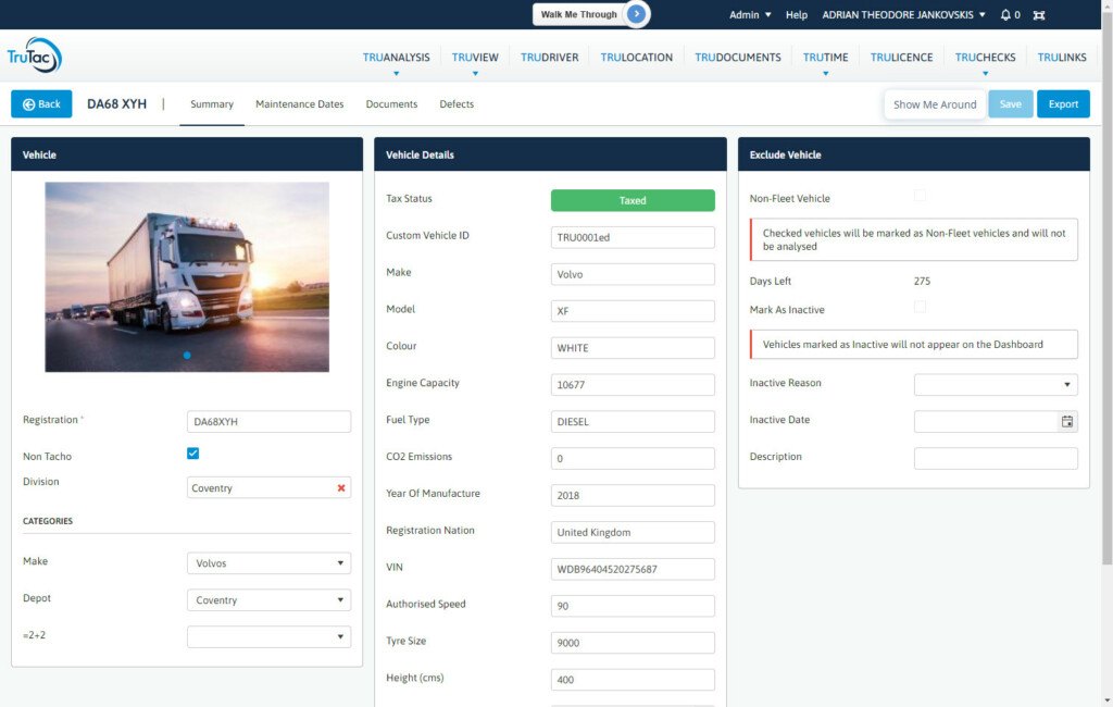 Vehicle Profile Summary
